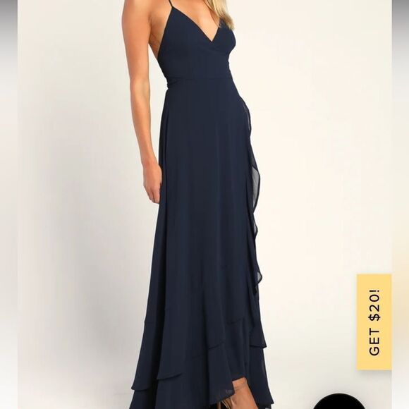 LOVEJOY  Navy Blue Lace-Up High-Low Maxi Dress 6 NWT and in packaging - Picture 1 of 7